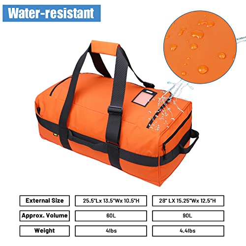 MIER 60L Water Resistant Backpack Duffle Heavy Duty Convertible Duffle Bag with Backpack Straps