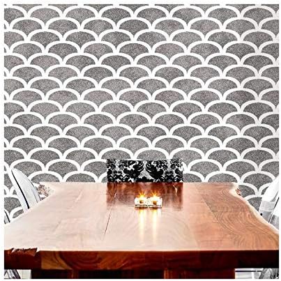 Art Deco Scallop Furniture Wall Floor Stencil For Painting Wall