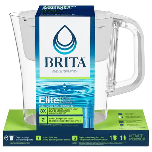 Photo 1 of Brita Small 6 Cup Denali Water Filter Pitcher with 1 Brita Elite Filter, Made Without BPA, White