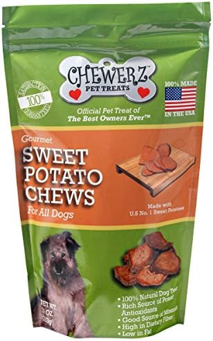 Chewerz SWEET POTATO DOG TREATS, Made in USA Only, Best All Natural Taters Pet Snack, Healthy Grain Free Chews, Premium USA #1 Yams, Choice Vegetarian Treat For Dogs, (10 oz)