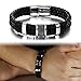 AM CLOTHES Mens 316L Stainless Steel Braided Leather Bracelet Cuff Bracelet Magnetic Clasp 7.2inch
