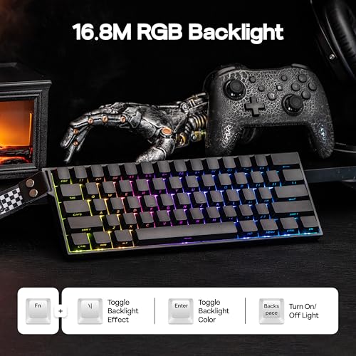 MechLands Aula Mini60 HE PRO Wireless Hall Effect Keyboard, 4000mAh, SOCD & DKS, Magnetic Gaming Keyboard with Fast Trigger, Adjustable Actuation, 8K Polling, RGB Backlit, Sound Dampening (Black)