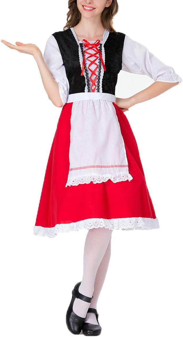 Naiyaa Halloween Women Cosplay Hoodies Dress Red Cloak Witch Costume
