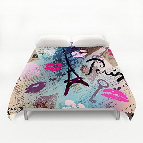 NLBH Designs Retro scrapbook collage Paris duvet cover 4 sets (QUEEN 88"*88")