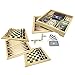 KAILE Deluxe 11.8 Inch 7 in 1 Board Game Set - Chess Set, Checkers, Backgammon, Dominoes, Playing Cards, Poker Dices and Cribbage