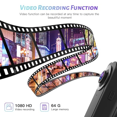 kaysunlink 1080P Mini Sports Camera with 64GB Card, Body Cam, Night Vision, 6 Hours Battery Life, Action Camera for Vlogging, Travel, Security and Work, Black