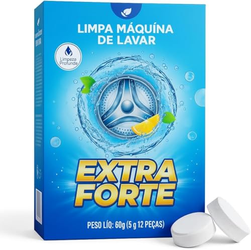 Pastilhas Limpadoras para Máquina de Lavar - Kit com 12 Unidades – Limpeza Profunda, Anticalcário, Elimina Odores, Compatível com Todas as Máquinas - Machine Cleaning Tablets