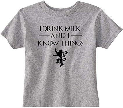 Game Of Thrones Toddler "I Drink Milk And I know Things" T-Shirt (2T, Heather Gray)