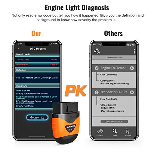 AUTOPHIX 3210 Bluetooth OBD2 Enhanced Car Diagnostic Scanner for iPhone, iPad & Android, Fault Code Reader Plus Battery Tester Exclusive App for Quality-Newest Generation