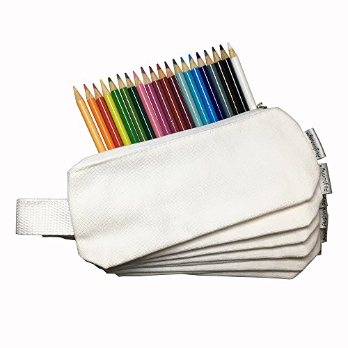 Augbunny Multi-purpose 100% Cotton 12oz Canvas Zipper Pen Pencil Stationery Case bag Cosmetic Makeup Pouch 6-pack