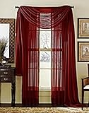 Avanti Home Elegance Solid Colors 1 PC Scarf Valance Soft Sheer Voile Window Topper Swag Panel Curtain 37