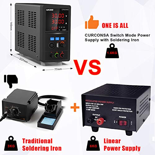 DC Power Supply Variable with Soldering Iron Station,CURCONSA 2 in 1