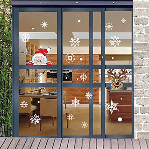 image for LOKIPA Christmas Clings 300pcs Decals Stickers for Window Santa Claus 