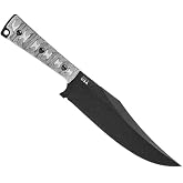 Tops Knives Prather War Bowie Full Tang Fixed Blade- Black Traction Coating Blade Finish- Black Ballistic Nylon Sheath