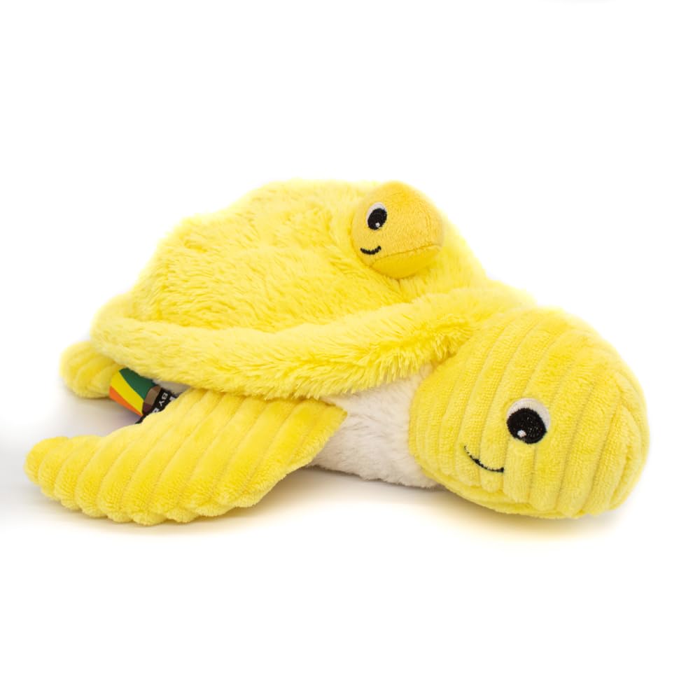 Les Deglingos Ptipotos Sauvenou the Turtle Mum and Baby Plush Corduroy Toy, Yellow