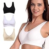 Goodfans 3 Colors Womens Bra Yoga Sports Casual Crop Tops Solid V-Neck Stretch Wire Free Sleepwear Nightwear M-3XL