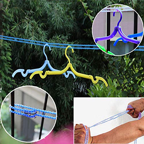 XINGSUI 2Pcs Windproof Nylon Clothes Line Portable Travel Clothes Line Used for Indoor and Outdoor Camping Hangers (Blue, Green, 5m)