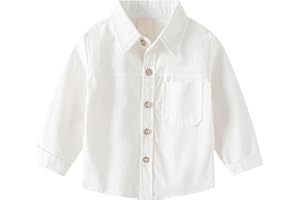 Toddler Baby Boys Formal Pique Polo Shirt Long Sleeve Classic Button Down Collared Solid School Uniform Undershirts