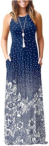 VIVOSKY Women's Maxi Dress Floral Print Causal Long Dress with Pocket