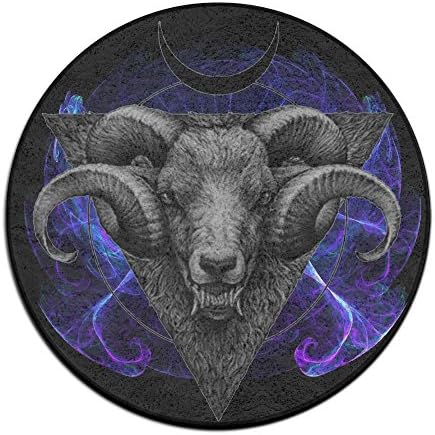 Baphomet Goat Head Satanic Non-slip Mats Circular Carpet Mats Dining Room Bedroom Carpet Floor Mat 23.6 Inch