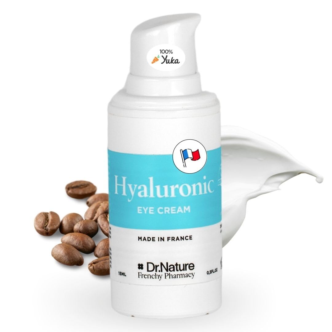Eye Cream for Dark Circles and Puffy Eyes with Hyaluronic Acid Dr. Nature - Caffeine Under Eye Cream for Bags and Puffiness - Natural and Effective Hydrating Eye Cream for Sensitive Skin