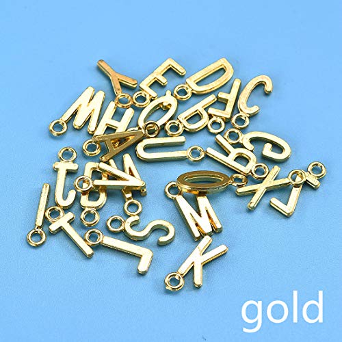 Golden Tone 'A-Z' Alphabet Letter Charms Pendants Cursive Initial Personalized Round Disc Charms 130Pcs