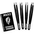 NARZ 4Pcs Professional Tweezers for Women Facial Hair Stainless Steel Precision Tweezers for Ingrown Hair Eyebrow Tweezer for