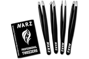 NARZ 4Pcs Professional Tweezers for Women Facial Hair Stainless Steel Precision Tweezers for Ingrown Hair Eyebrow Tweezer for