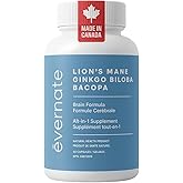 ALL-IN-ONE Lion's Mane 1,600 mg, Ginkgo Biloba 5,500 mg, Bacopa Monnieri 3,600 mg Bundle – Nootropic for Memory, Focus, and B