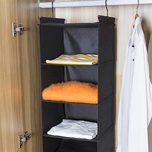 MAX Houser 6 Tier Shelf Hanging Closet Organizer, Cloth Hanging Shelf with 2 Sturdy Hooks,for Storage,Foldable (Black) - Thumbnail 5