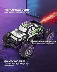 DEERC DE44 Remote Control Monster Truck with Fog