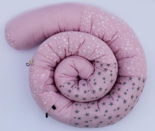 Heny Deutch Long Bumper Snake, 86” Crib Bumper, Cot Pillow | Unisex Multipurpose For Mother and Child (Pink)
