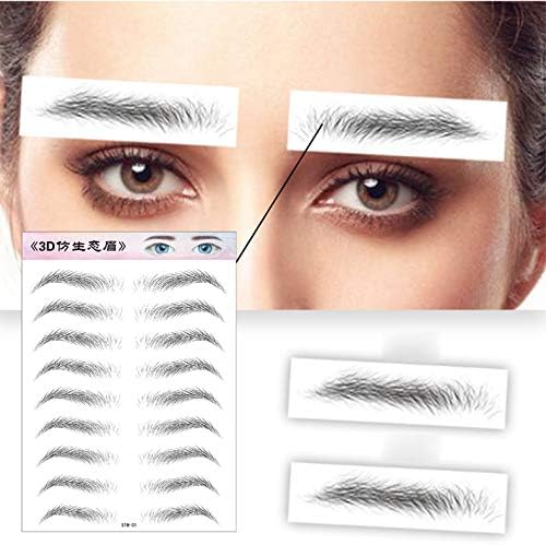 6D Authentic Eyebrows,Hair-Like Tattoo Eyebrow Stickers 10 Pairs Temporary Waterproof & Long Lasting Eyebrows Transfers For Woman Man Makeup Tool