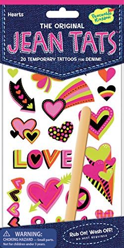 Peaceable Kingdom Jean Tats Hearts Temporary Tattoos for Fabric