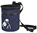AMC Rock Climbing Chalk Bag with Embroidery/Pocket/Belt (Denim Blue, 6 inches x 4 inches)