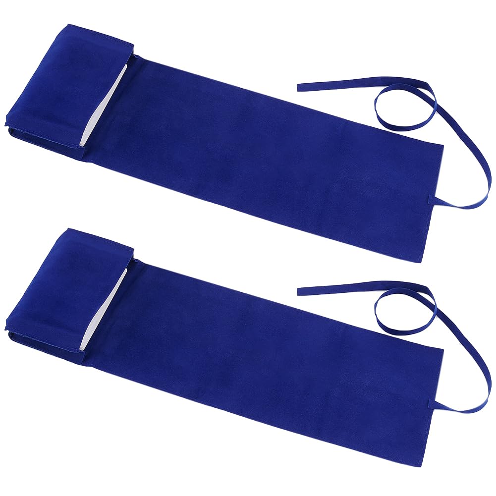 CREATCABIN 2Pcs Velvet Tarot Wrap Bag Set Witchcraft Supplies Tarot Card Storage Holder Container Drawstring Pouch Tarot Spread Cloth for Telling Divination Witchcraft Pagan 2.95x4.96 Inch Dark Blue