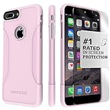 iPhone 7 Plus Case, Pink SaharaCase® Protective Kit Bundle with [ZeroDamage® Tempered Glass Screen Protector] Premium Finish Slim Fit [Shockproof Bumper] Rugged Protection (Pink Desert Rose Gold)