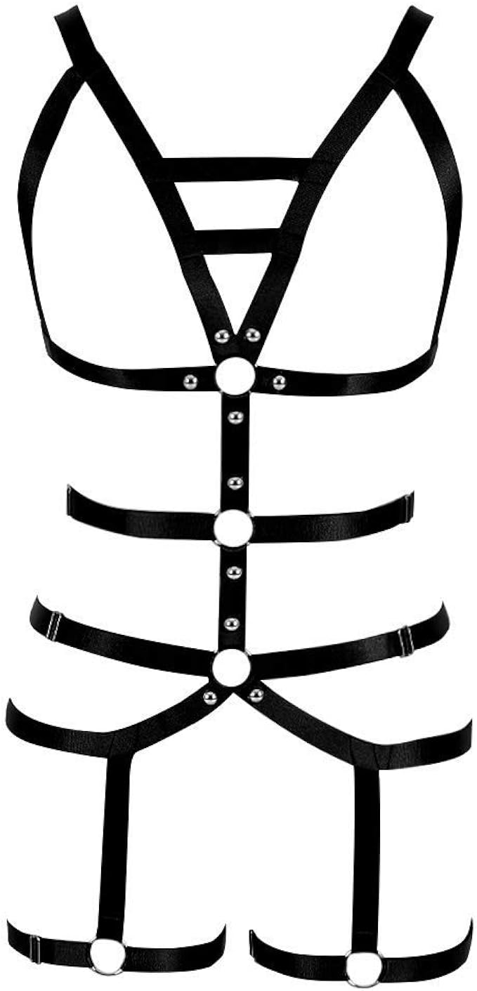 Damen Leder Harness BH Gothic - Verstellbar Für Halloween & Partys