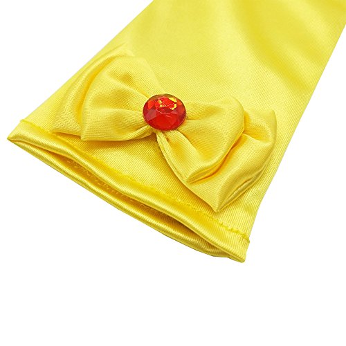 Princess Dress Up Accessories,Cosplay Accessories for Kids Girls, Princess Dressed up Crown,Wand,Gloves,Necklace,Earrings,Bracelet Gift Sets for Little Girls Halloween Party Cosplay Set Yellow