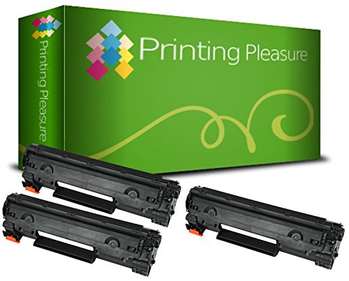Printing Pleasure 3 Compatible CB436A 36A Toner Cartridges for HP Laserjet P1505 P1505N P1506 M1120MFP M1120N M1520 M1522MFP M1522N M1522NF - Black, High Yield