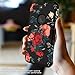 RabeMall Case for iPhone 7 Plus Three Layer Hybrid Shockproof Smooth Beautiful Fashion Color Rose Flowers Case for Girls/Women,Floral Black