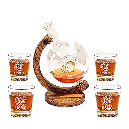 USMC Eagle Globe and Anchor Decanter Set Marine Graduation Gifts