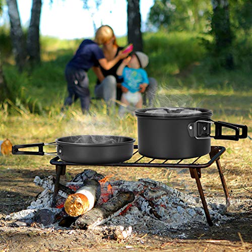 Odoland 16pcs Camping Cookware Set with Folding Camping Stove, NonStick Lightweight Pot Pan