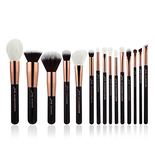 Jessup 15Pcs Rose Gold/Black Professional Makeup Brushes Set Make up Brush Tools kit Foundation Powder Definer Shader Liner T160