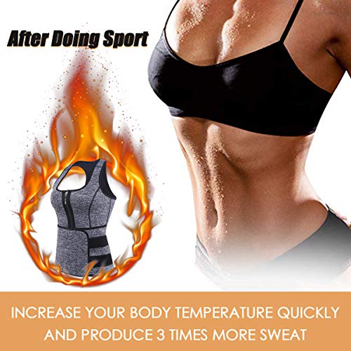 Neoprene Sauna Suit Tank Top Vest for Women, Slimerence, Latex Sport Girdle Waist Trainer Corset Grey L - Thumbnail 7