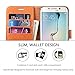 SHIELDON Leather Slim Fit Wallet Case with Stand Function, Credit Card Compartments and Magnetic Flap for Samsung Galaxy S6 Edge, Brown
