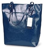 Borgasets Womens Leather Tote Bag Shoulder Bags Handbags Purse for Ladies (Blue)