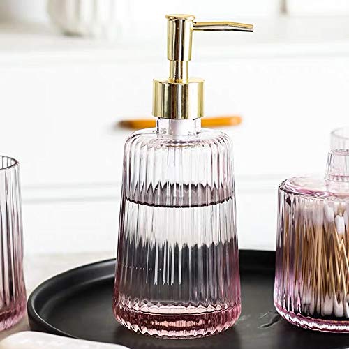 Longjet Bathroom Decor Glass Bathroom Accessories Set 5 Pcs Includes Soap Dispenser with Pump Soap Bar Dish Mason Jar Cotton Ball and Swab Qtip Holder Bathroom Tumbler Cup - Thumbnail 2