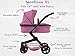 TRIOKID 2 in 1 Deluxe Baby Doll Stroller Sportline X1 Grape Purple Drawable Fabric with Swiveling Wheels & Adjustable Handle