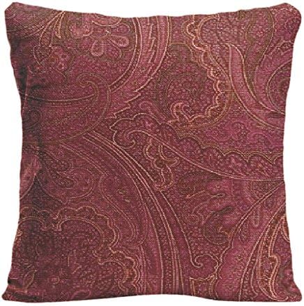 LDJ Cotton Polyester Chair Seat Square Throw Pillow Case Decorative Cushion Cover Pillowcase Design With Vintage Paisley Wine Sage Mojo Custom Pillow Print Double Side Size 20x20 Inches
